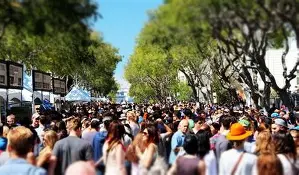 Vibrant food festival with food stalls